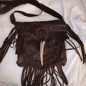 Hand made/ real leather/ fringe crossbody purse!